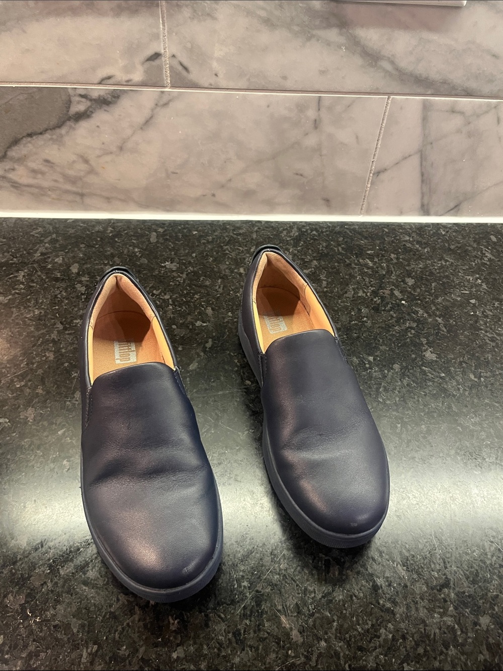 FitFlop Navy Slip-On Leather Loafers